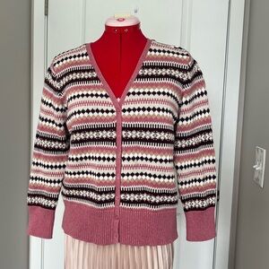 St. John's Bay Pink and Black Patterned Cardigan
